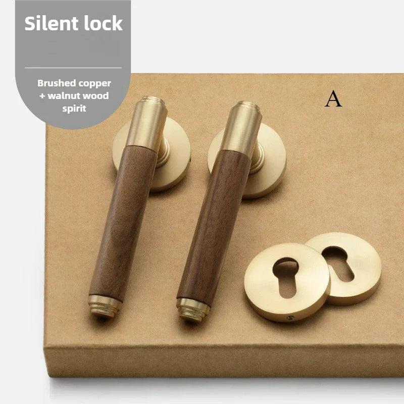 Silent Split-Handle Walnut Interior Door Lock (Keys Included)