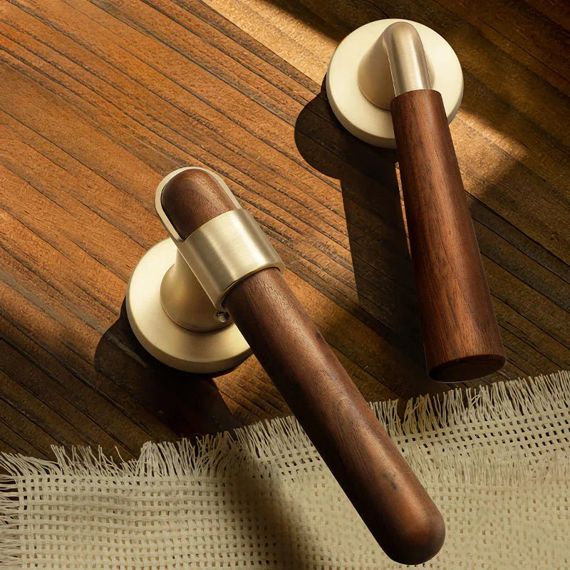Silent Split-Handle Walnut Interior Door Lock (Keys Included)