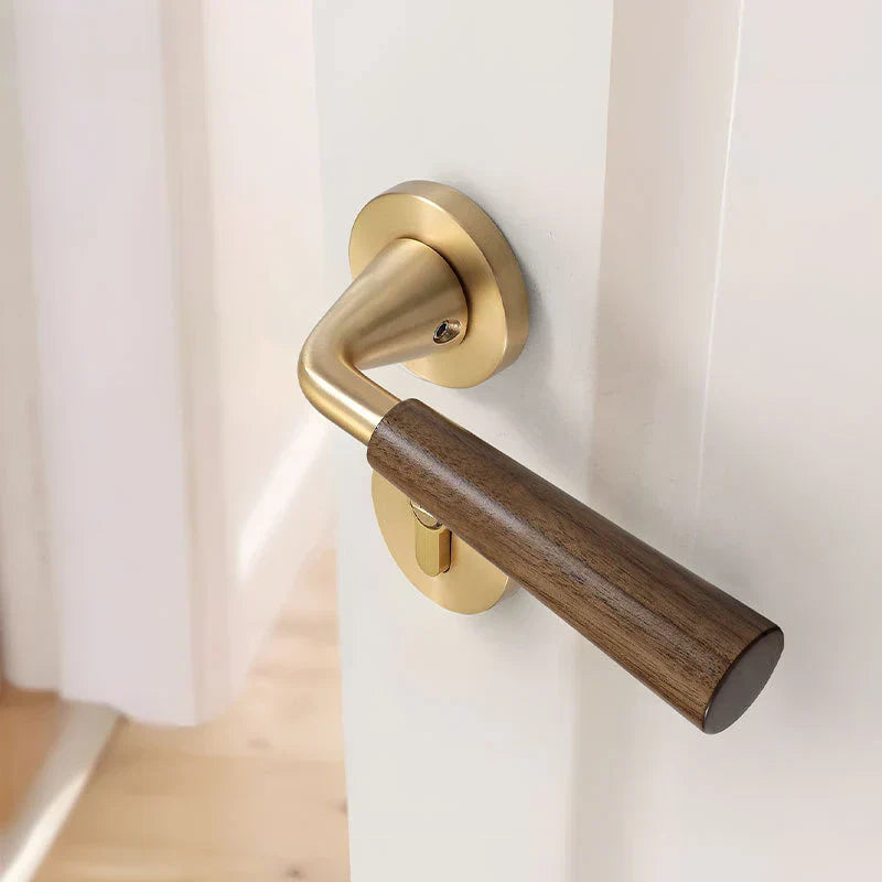 Silent Split-Handle Walnut Interior Door Lock (Keys Included)