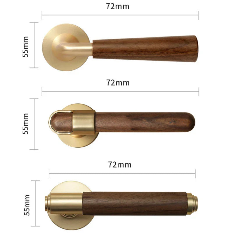 Silent Split-Handle Walnut Interior Door Lock (Keys Included)