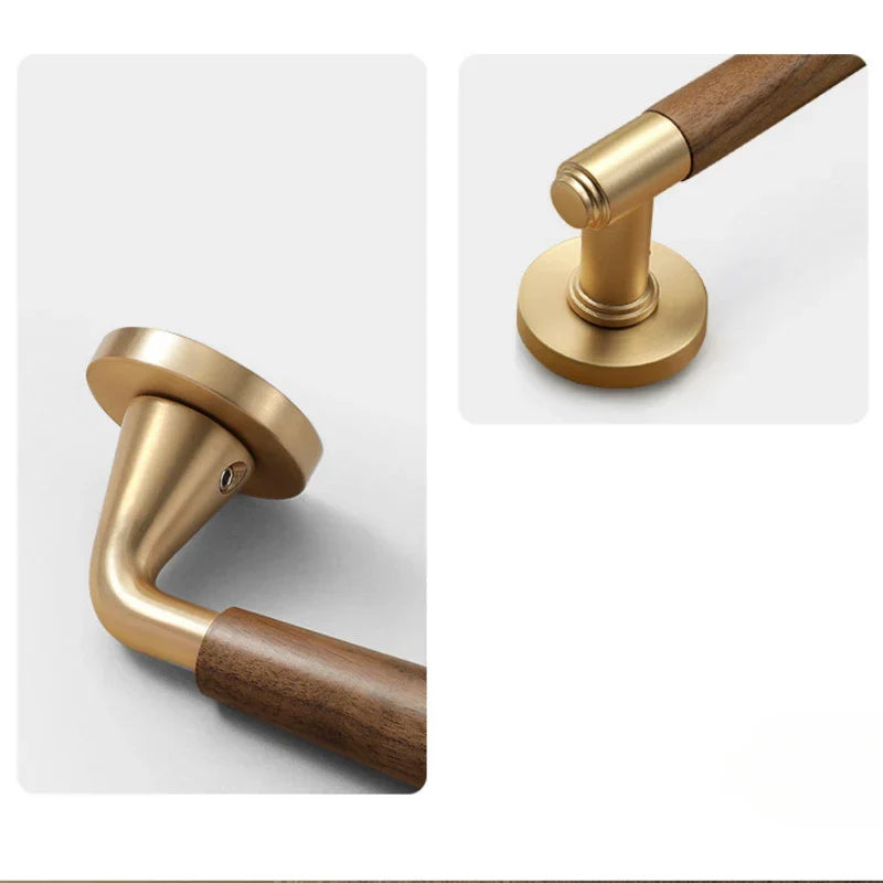 Silent Split-Handle Walnut Interior Door Lock (Keys Included)