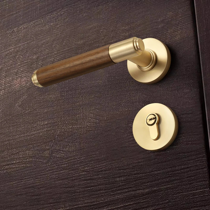 Silent Split-Handle Walnut Interior Door Lock (Keys Included)