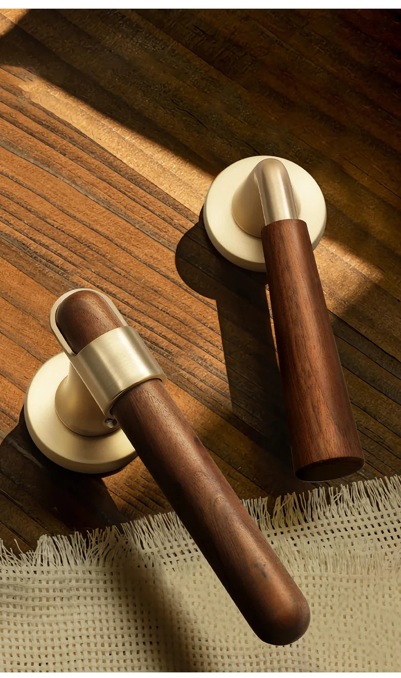 Silent Split-Handle Walnut Interior Door Lock (Keys Included)