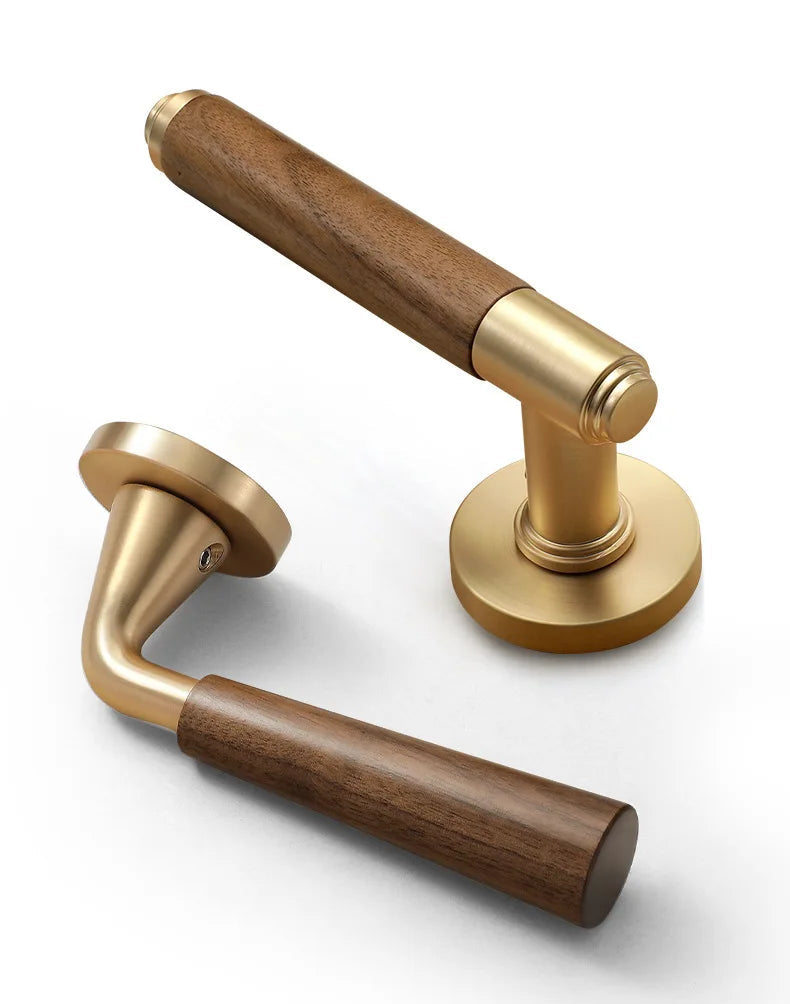 Silent Split-Handle Walnut Interior Door Lock (Keys Included)