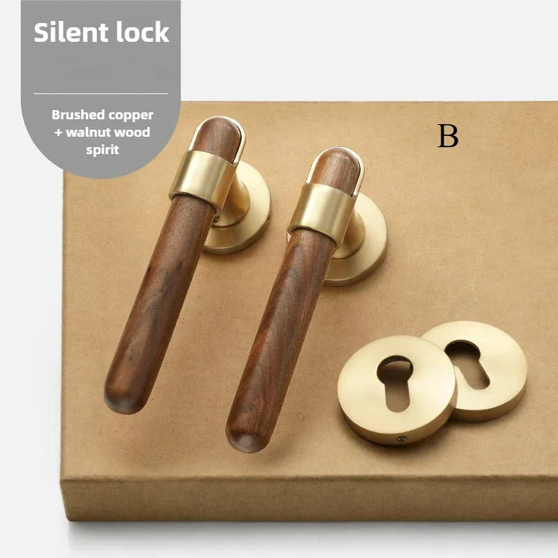 Silent Split-Handle Walnut Interior Door Lock (Keys Included)
