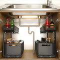 Smooth Sliding 2-Tier Steel Pull-Out Cabinet Organizer