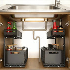 Smooth Sliding 2-Tier Steel Pull-Out Cabinet Organizer