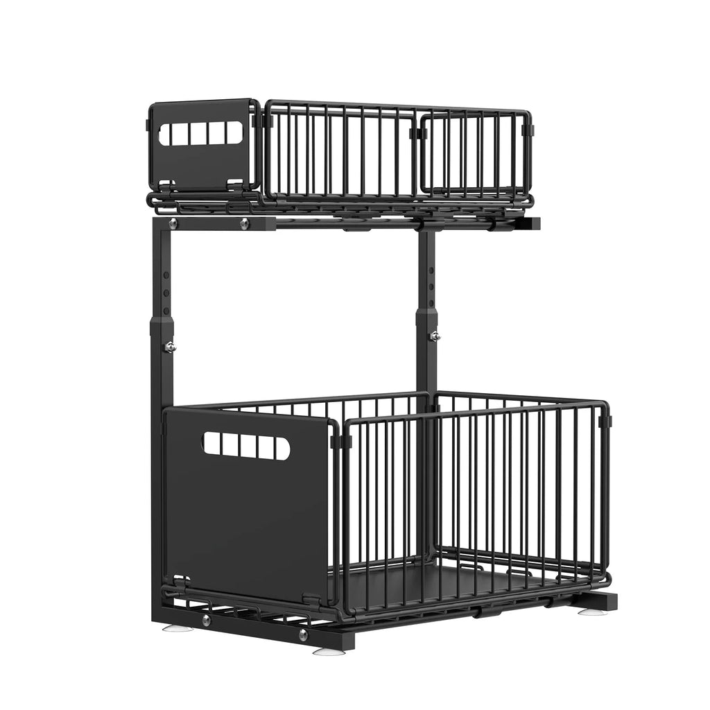 Smooth Sliding 2-Tier Steel Pull-Out Cabinet Organizer