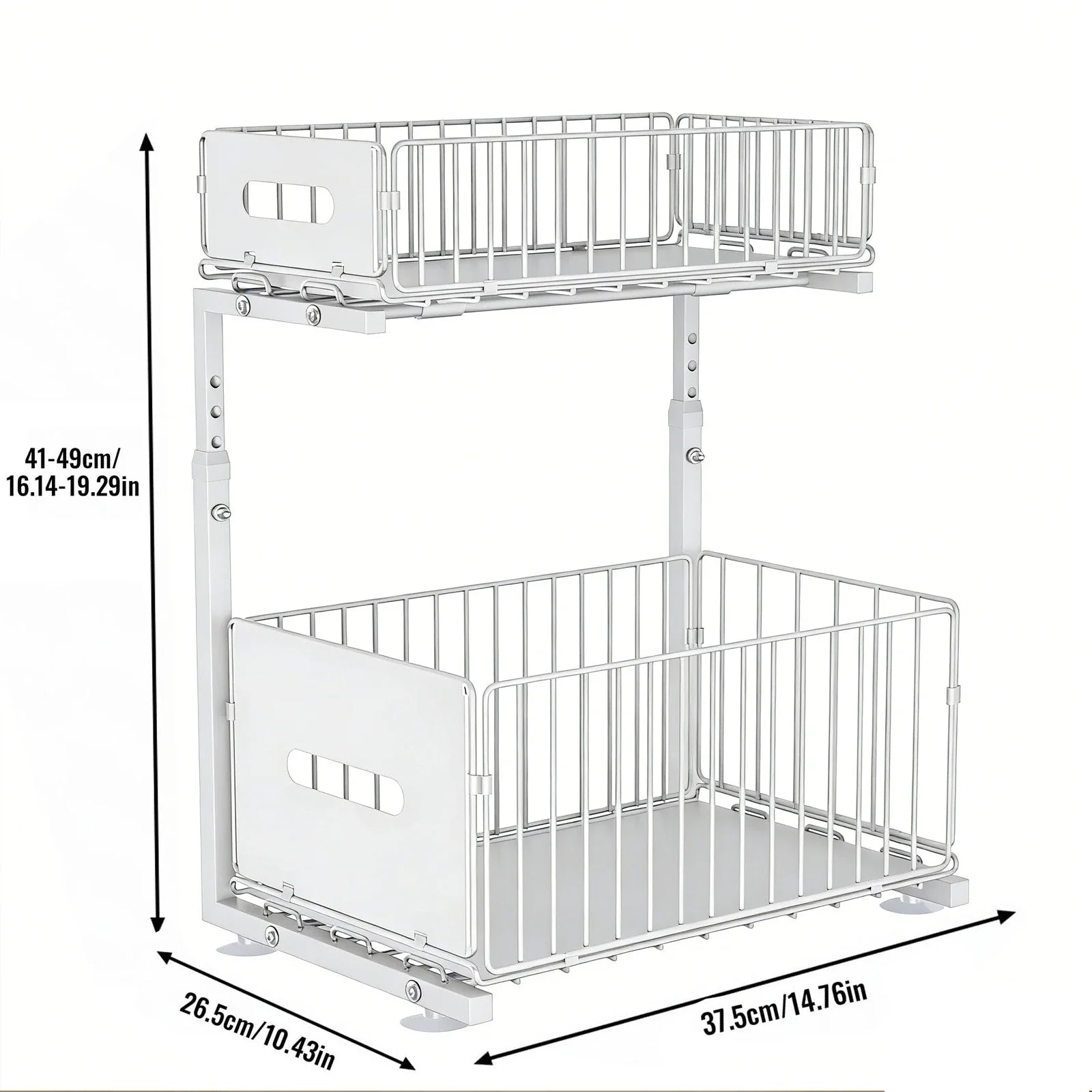 Smooth Sliding 2-Tier Steel Pull-Out Cabinet Organizer