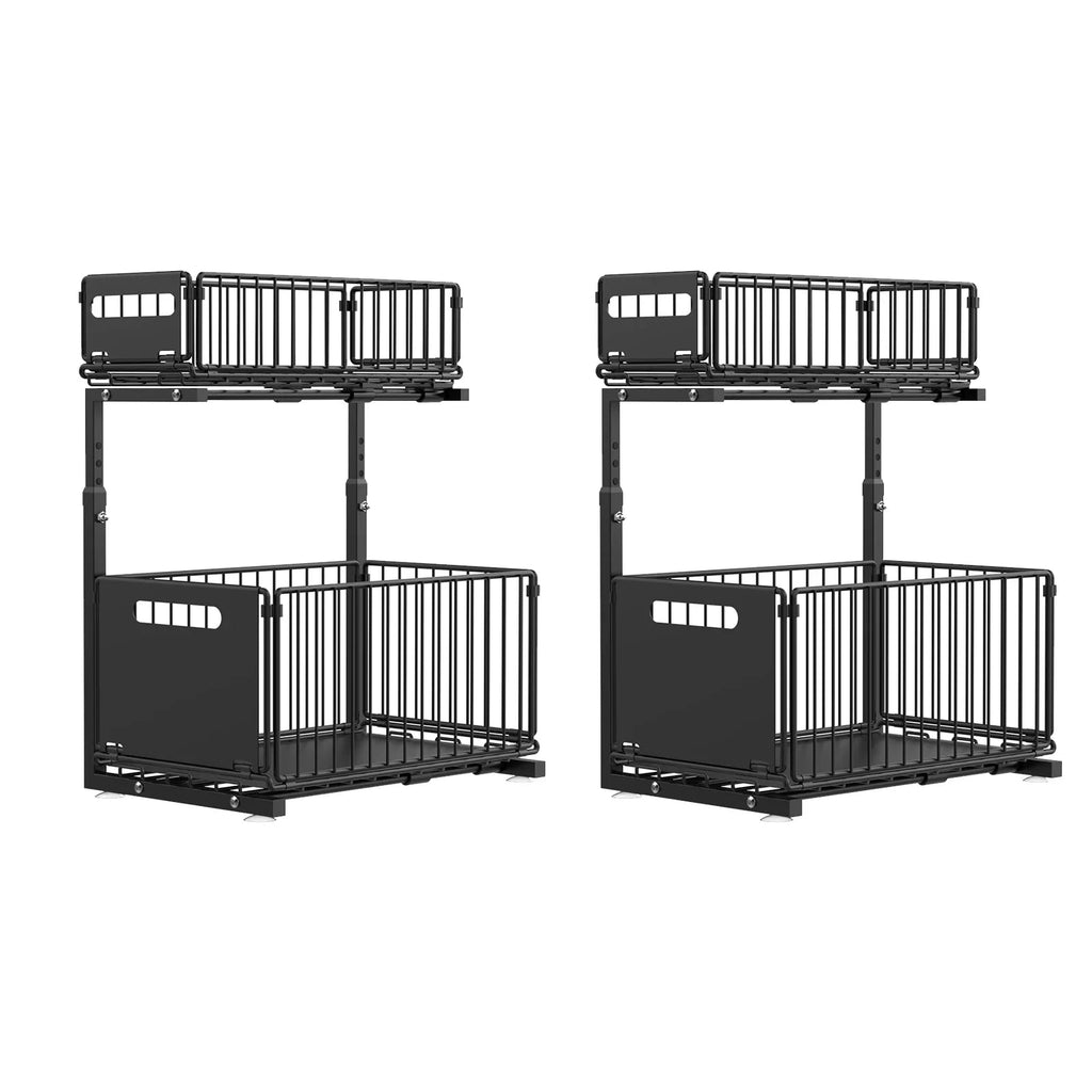 Smooth Sliding 2-Tier Steel Pull-Out Cabinet Organizer