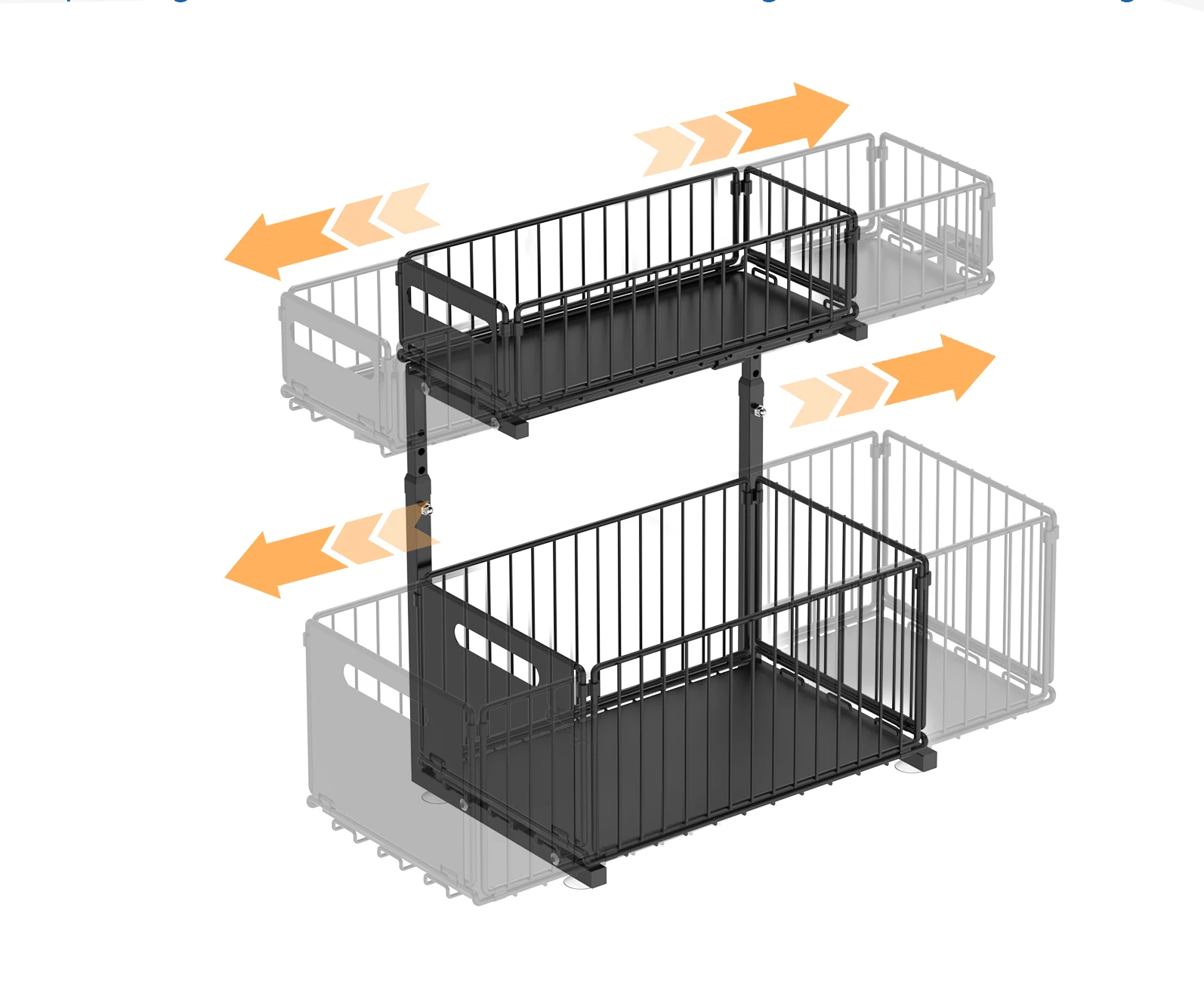 Smooth Sliding 2-Tier Steel Pull-Out Cabinet Organizer