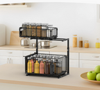 Smooth Sliding 2-Tier Steel Pull-Out Cabinet Organizer