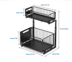 Smooth Sliding 2-Tier Steel Pull-Out Cabinet Organizer