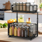 Smooth Sliding 2-Tier Steel Pull-Out Cabinet Organizer