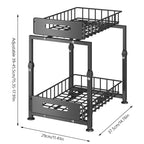 Smooth Sliding 2-Tier Steel Pull-Out Cabinet Organizer