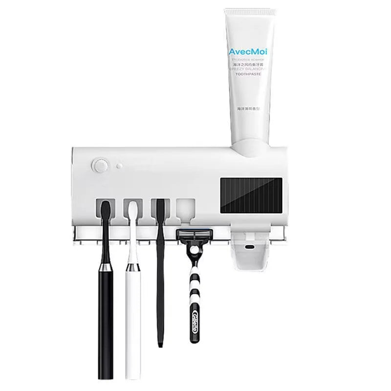 Solar-Powered UV Automatic Toothbrush Sanitizer & Dispenser