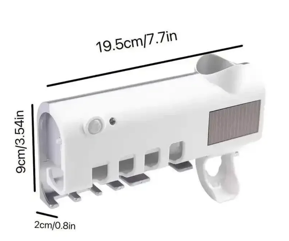 Solar-Powered UV Automatic Toothbrush Sanitizer & Dispenser