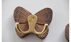 Solid Black Walnut No-Drill Butterfly Wall Hooks (2-Hook)