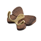 Solid Black Walnut No-Drill Butterfly Wall Hooks (2-Hook)