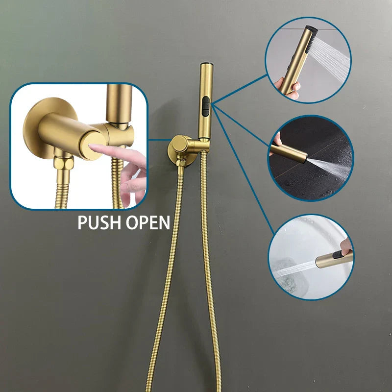 Solid Brass 3-in-1 Wall-Mount Bidet Sprayer (59-Inch Hose)