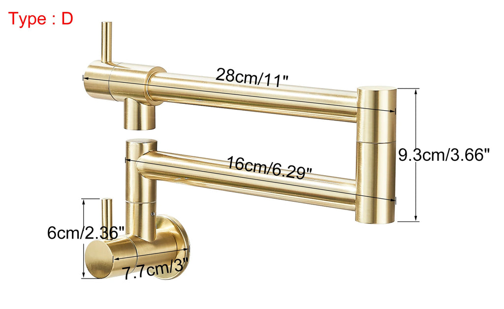Solid Brass 360° Swivel Wall-Mount Kitchen Faucet