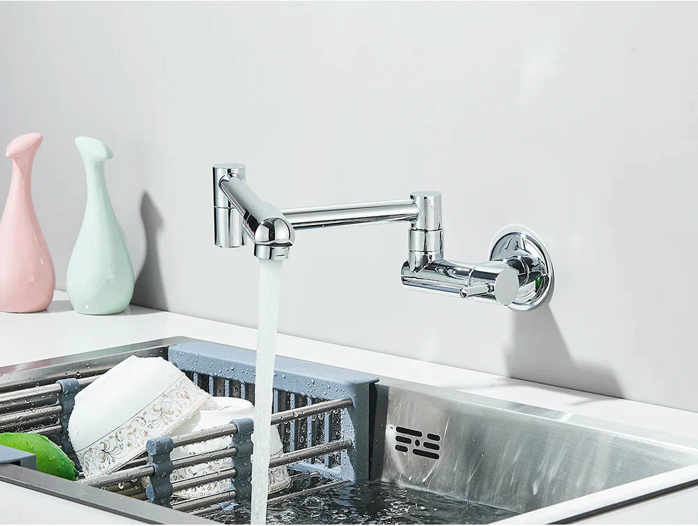Solid Brass 360° Swivel Wall-Mount Kitchen Faucet