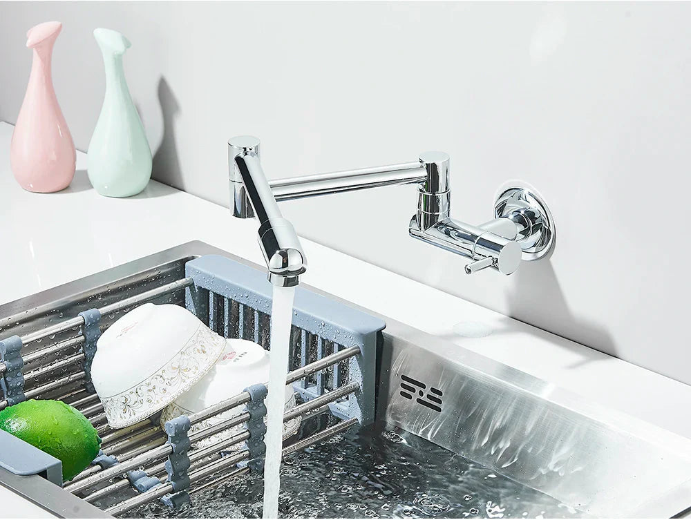 Solid Brass 360° Swivel Wall-Mount Kitchen Faucet