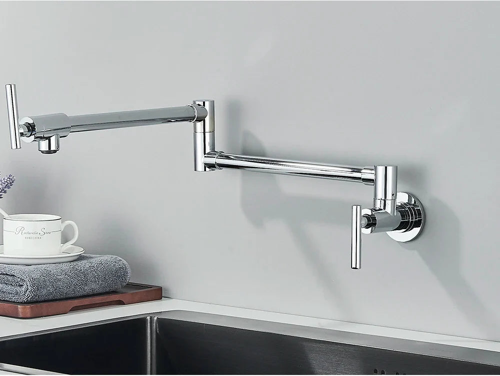 Solid Brass 360° Swivel Wall-Mount Kitchen Faucet