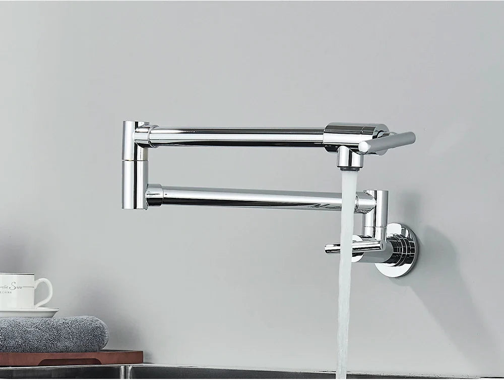Solid Brass 360° Swivel Wall-Mount Kitchen Faucet