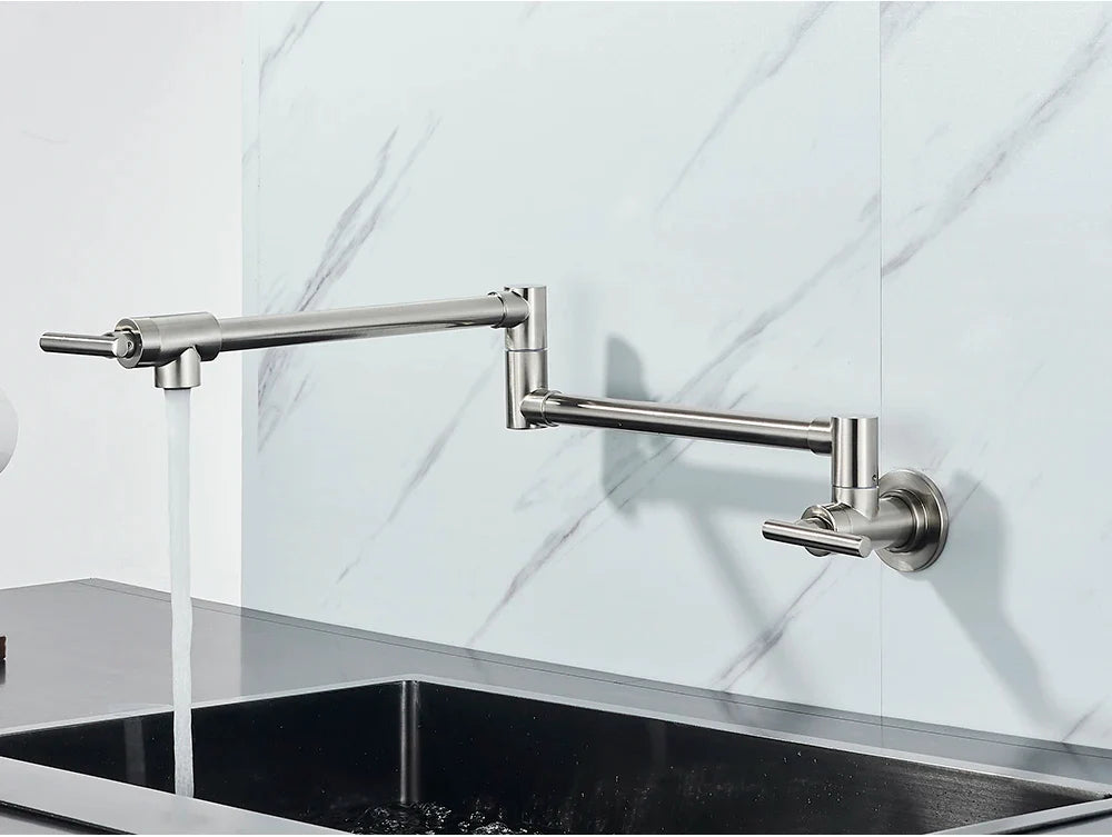 Solid Brass 360° Swivel Wall-Mount Kitchen Faucet