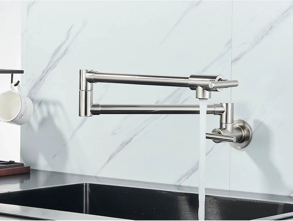 Solid Brass 360° Swivel Wall-Mount Kitchen Faucet