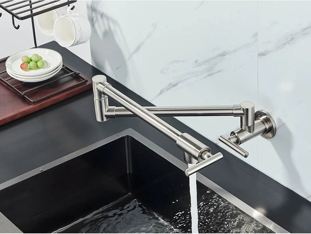 Solid Brass 360° Swivel Wall-Mount Kitchen Faucet