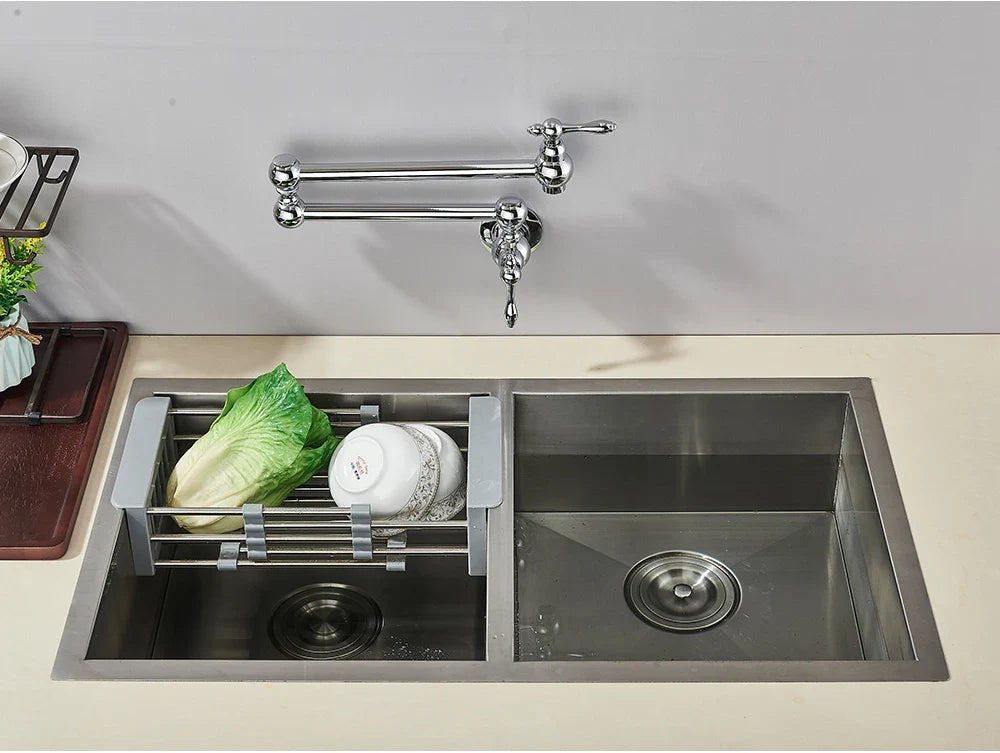 Solid Brass 360° Swivel Wall-Mount Kitchen Faucet