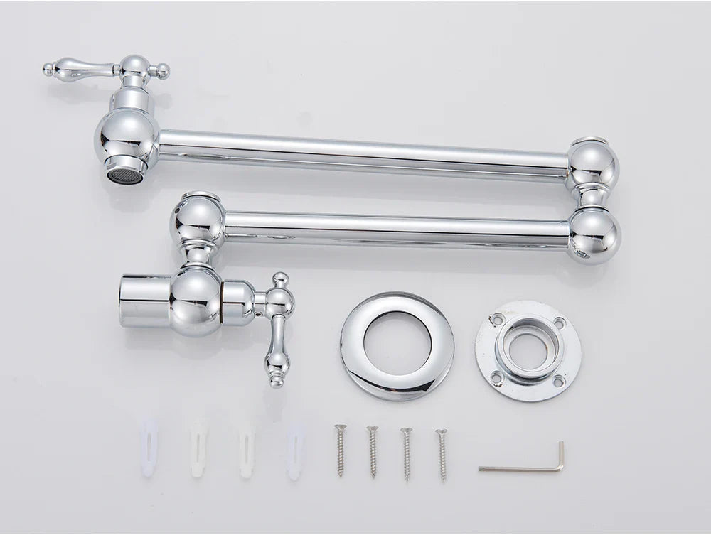 Solid Brass 360° Swivel Wall-Mount Kitchen Faucet