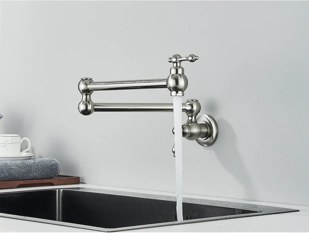 Solid Brass 360° Swivel Wall-Mount Kitchen Faucet