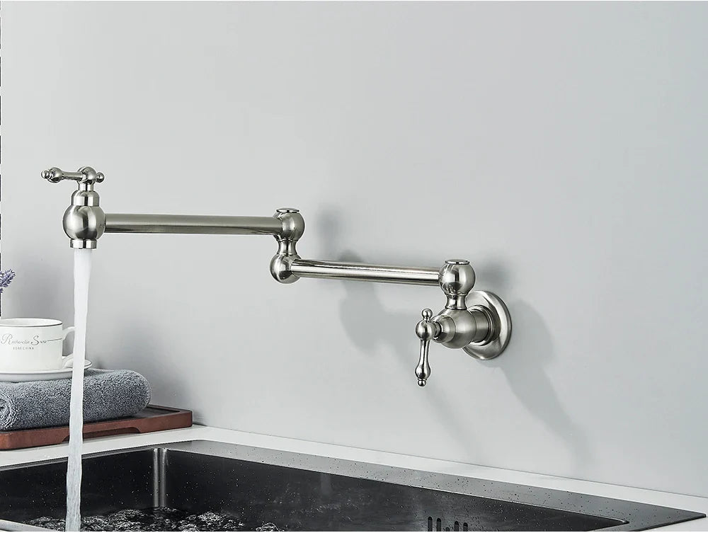 Solid Brass 360° Swivel Wall-Mount Kitchen Faucet