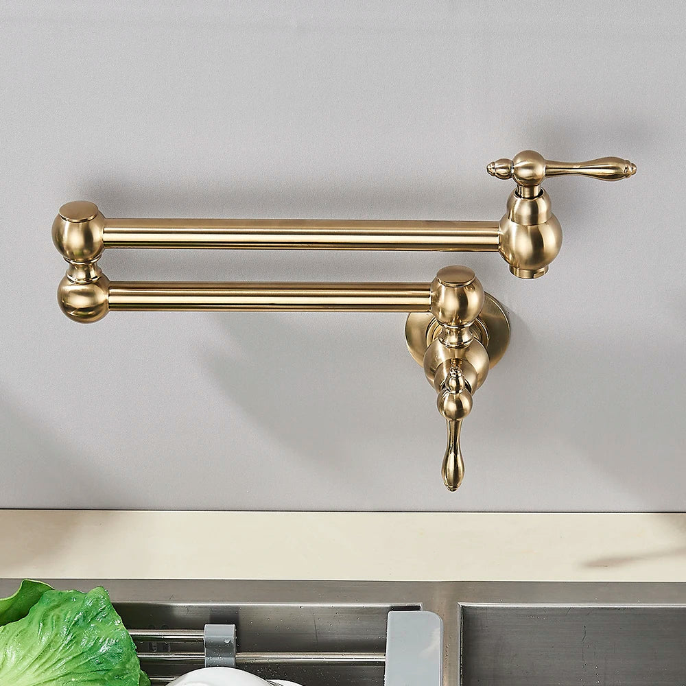 Solid Brass 360° Swivel Wall-Mount Kitchen Faucet