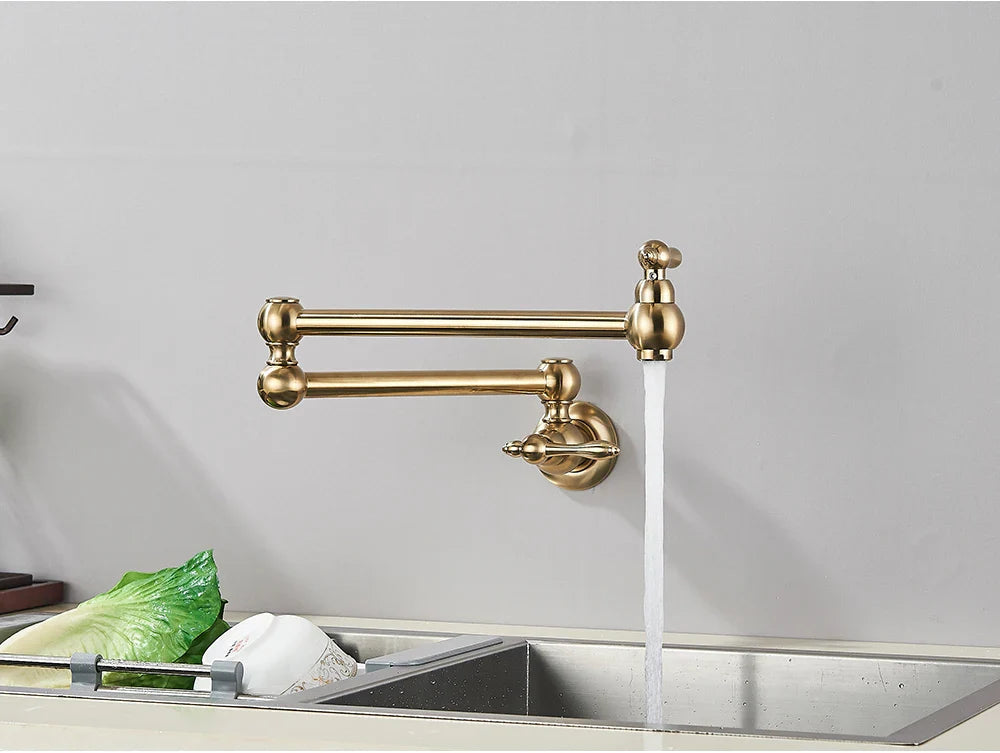 Solid Brass 360° Swivel Wall-Mount Kitchen Faucet