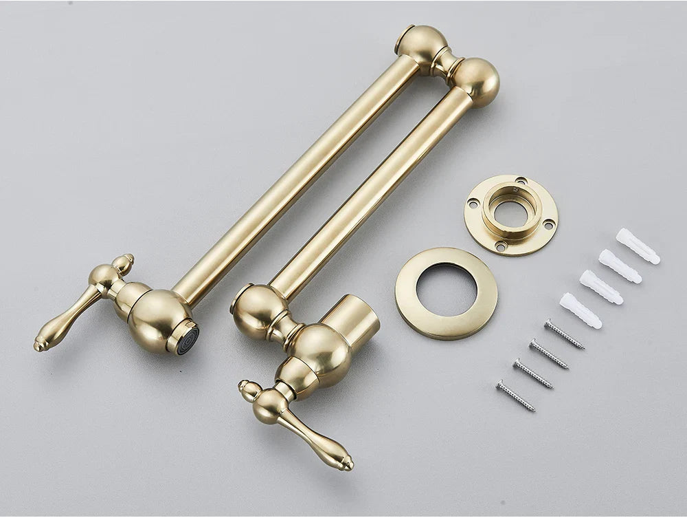 Solid Brass 360° Swivel Wall-Mount Kitchen Faucet
