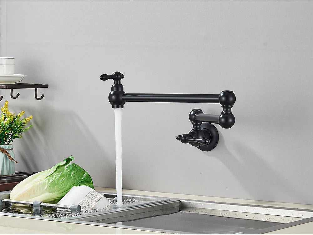 Solid Brass 360° Swivel Wall-Mount Kitchen Faucet
