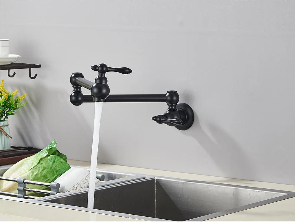 Solid Brass 360° Swivel Wall-Mount Kitchen Faucet