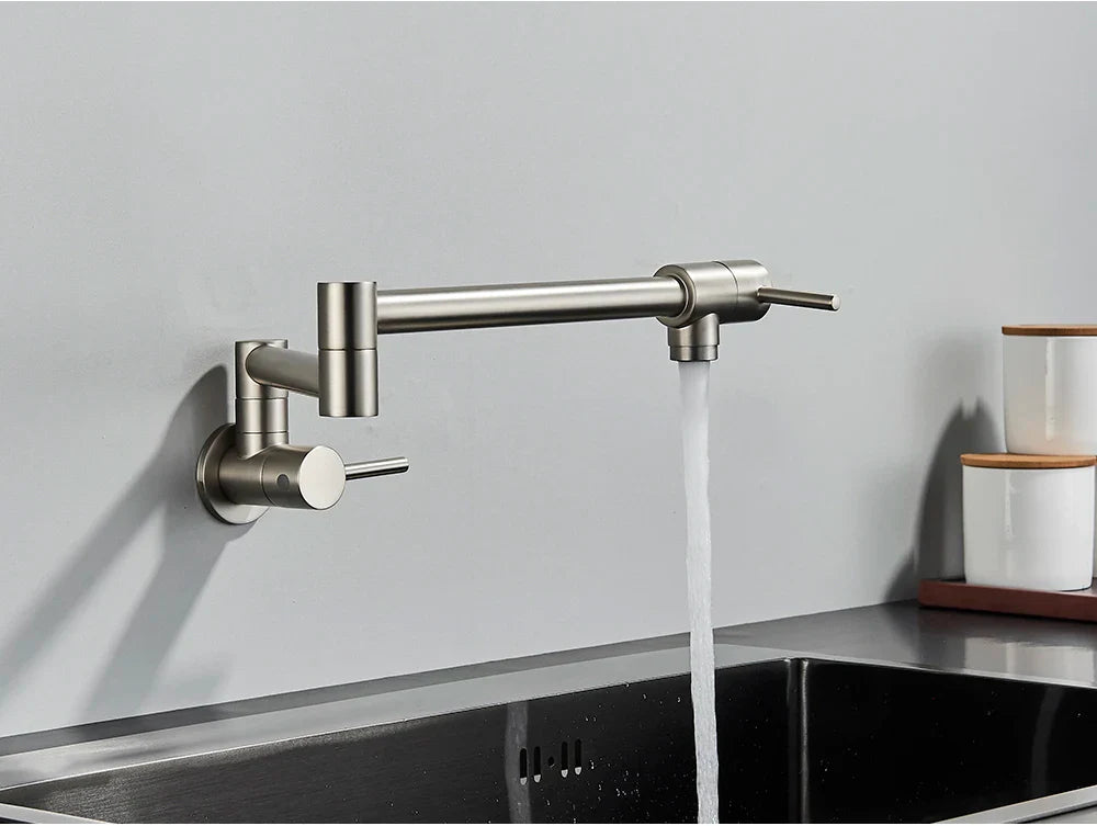 Solid Brass 360° Swivel Wall-Mount Kitchen Faucet