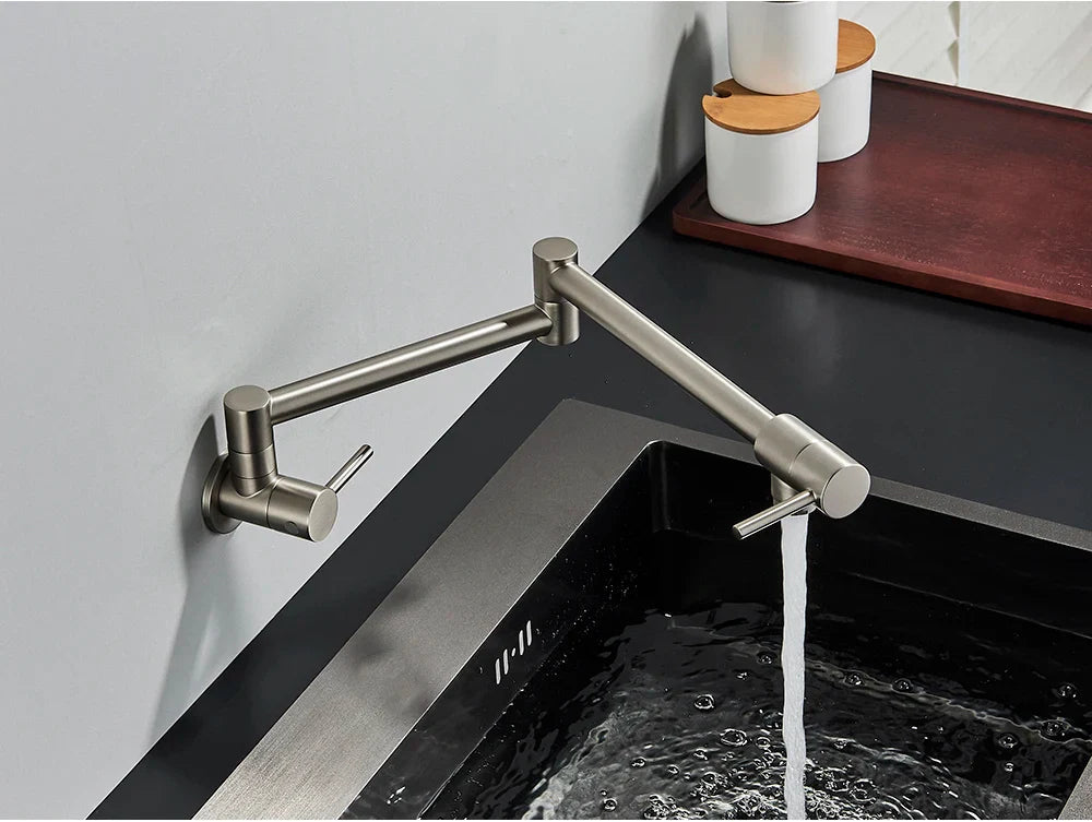 Solid Brass 360° Swivel Wall-Mount Kitchen Faucet