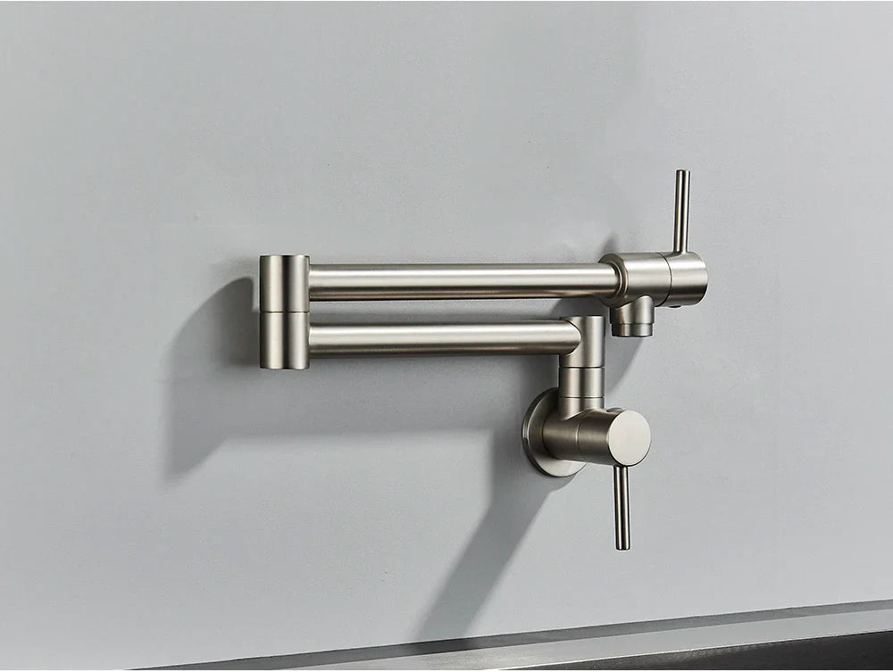 Solid Brass 360° Swivel Wall-Mount Kitchen Faucet