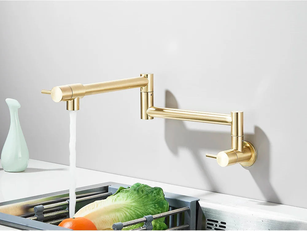 Solid Brass 360° Swivel Wall-Mount Kitchen Faucet