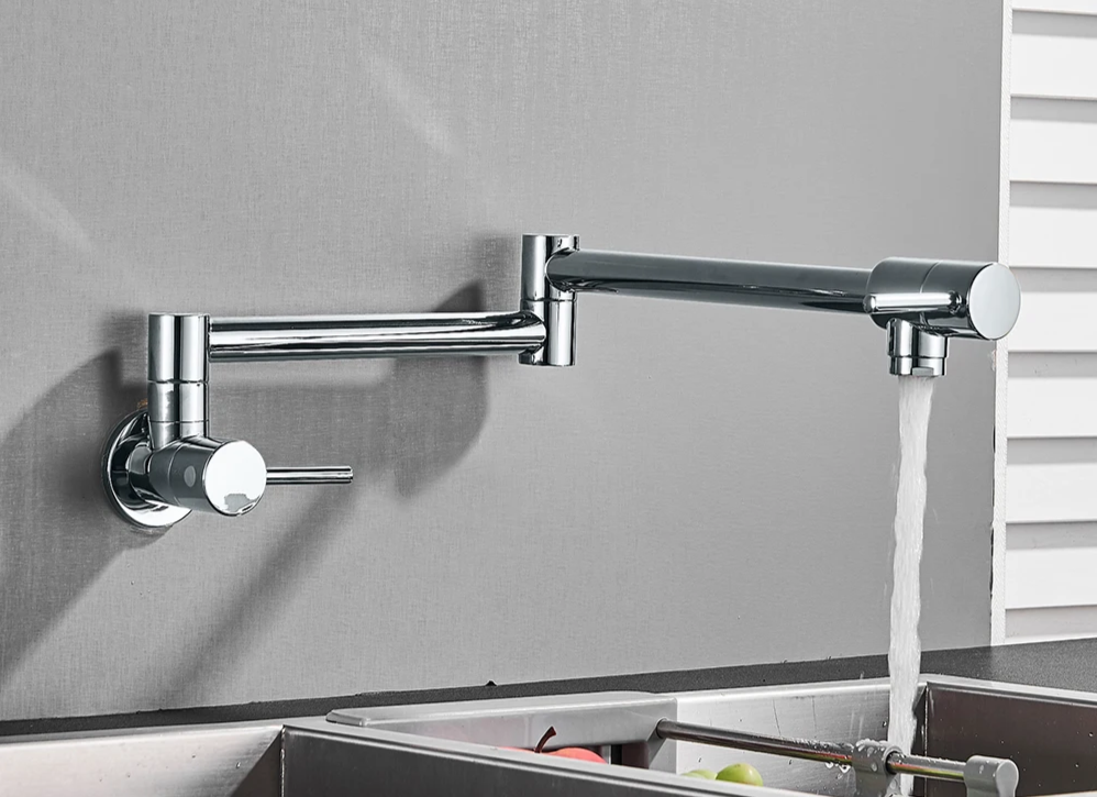 Solid Brass 360° Swivel Wall-Mount Kitchen Faucet