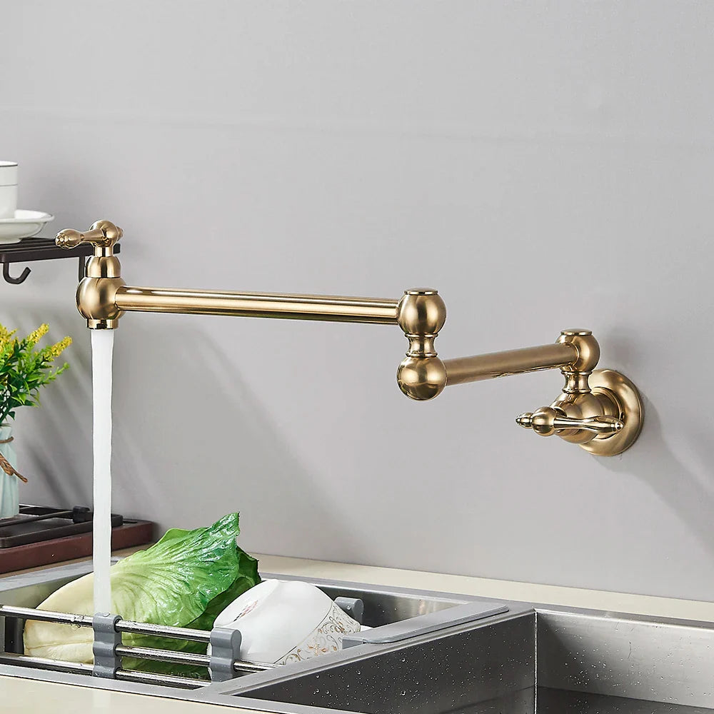 Solid Brass 360° Swivel Wall-Mount Kitchen Faucet