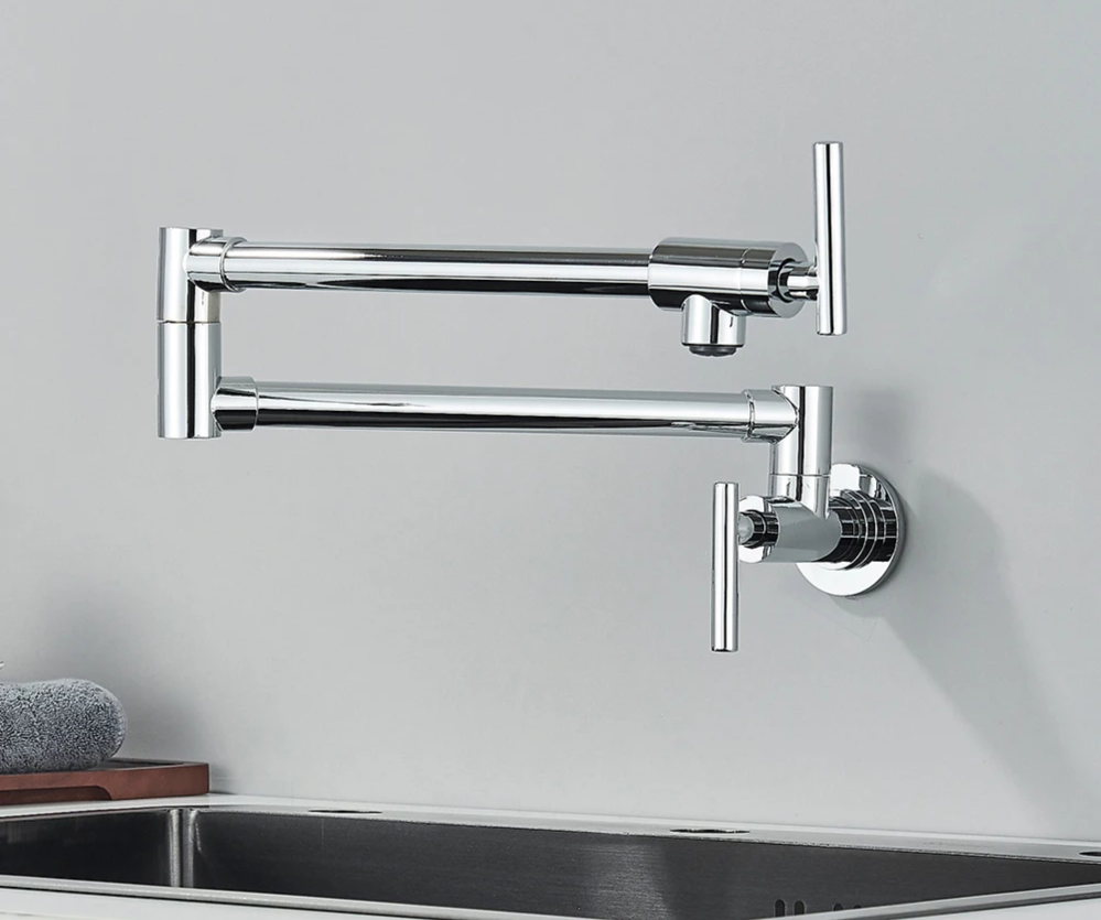 Solid Brass 360° Swivel Wall-Mount Kitchen Faucet