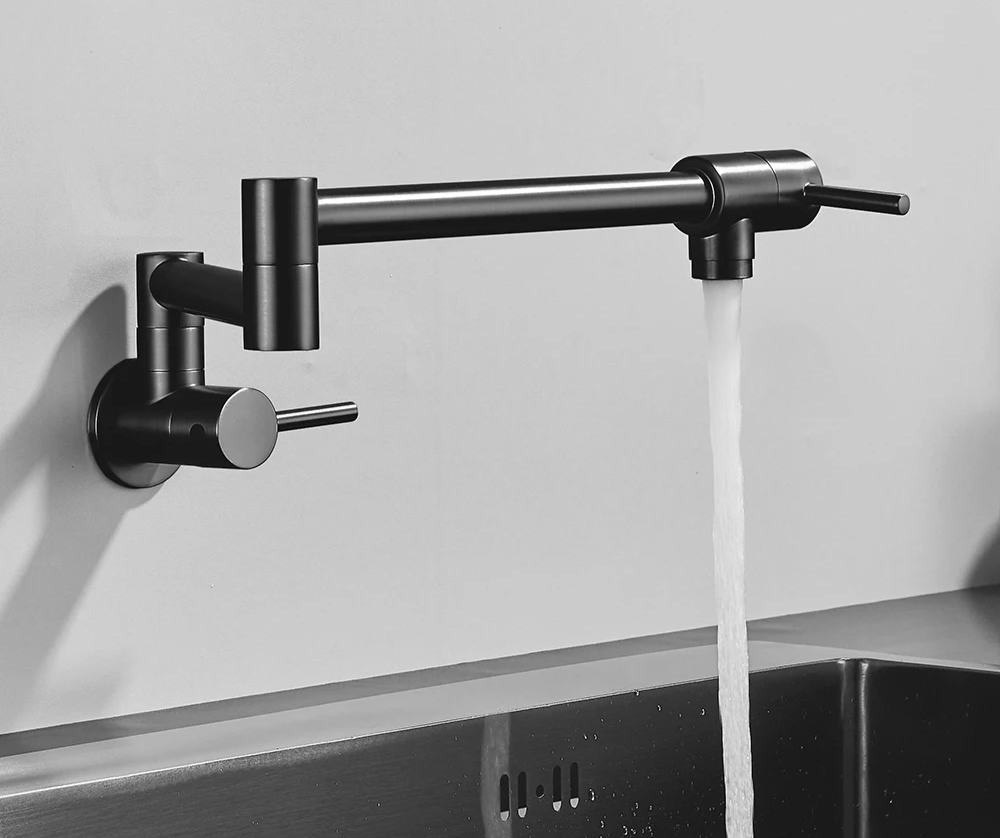 Solid Brass 360° Swivel Wall-Mount Kitchen Faucet