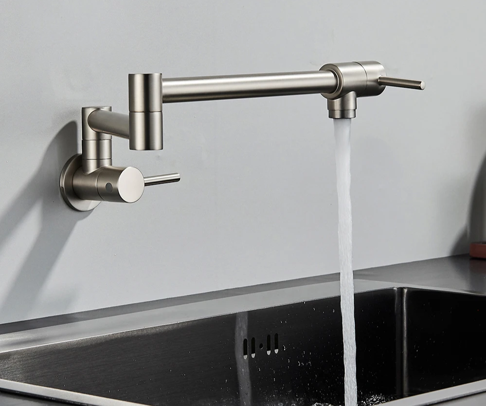 Solid Brass 360° Swivel Wall-Mount Kitchen Faucet